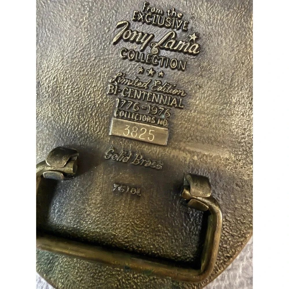 Tony Lama 1976 Bicentennial Solid Brass Belt Buckle Rodeo Cowboy Limited Ed 3825